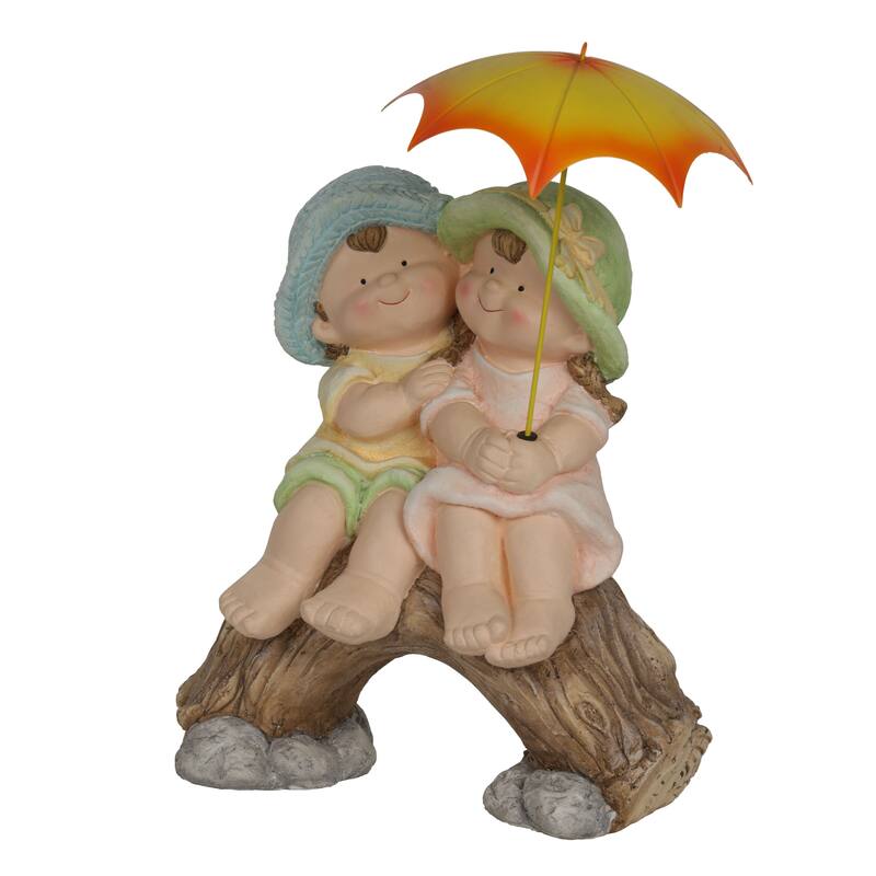 Boy and Girl With Umbrella Statue