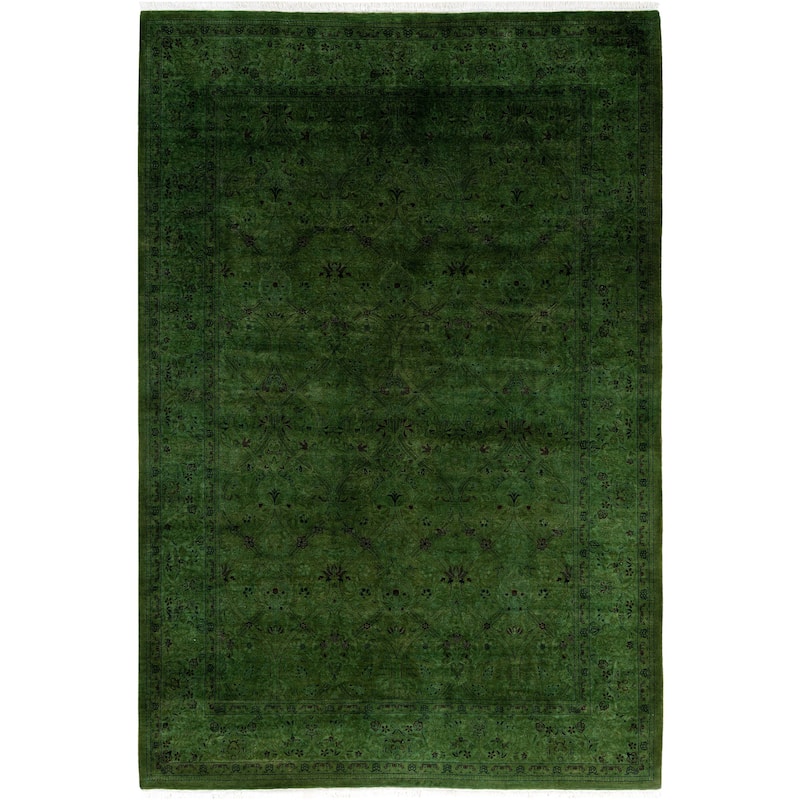 Overdyed One-of-a-Kind Hand-Knotted Area Rug - Green - 6' 2" x 9' 1"