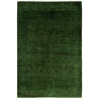 Overdyed One-of-a-Kind Hand-Knotted Area Rug - Green - 6' 2" x 9' 1"