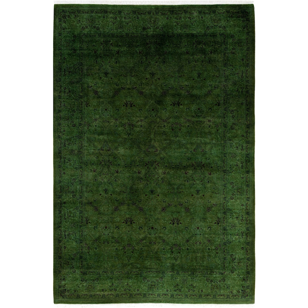 Overdyed One-of-a-Kind Hand-Knotted Area Rug - Green - 6' 2" x 9' 1"