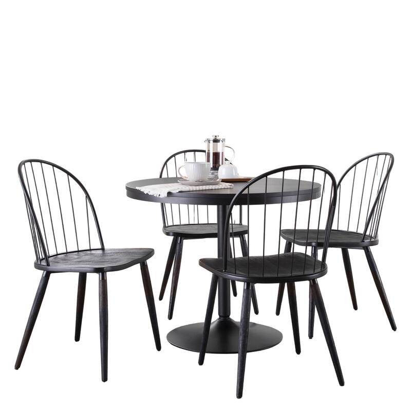 Carbon Loft Goddard-Ellul 5 Piece Black Wood & Metal Dining Set - Black Wood & Metal