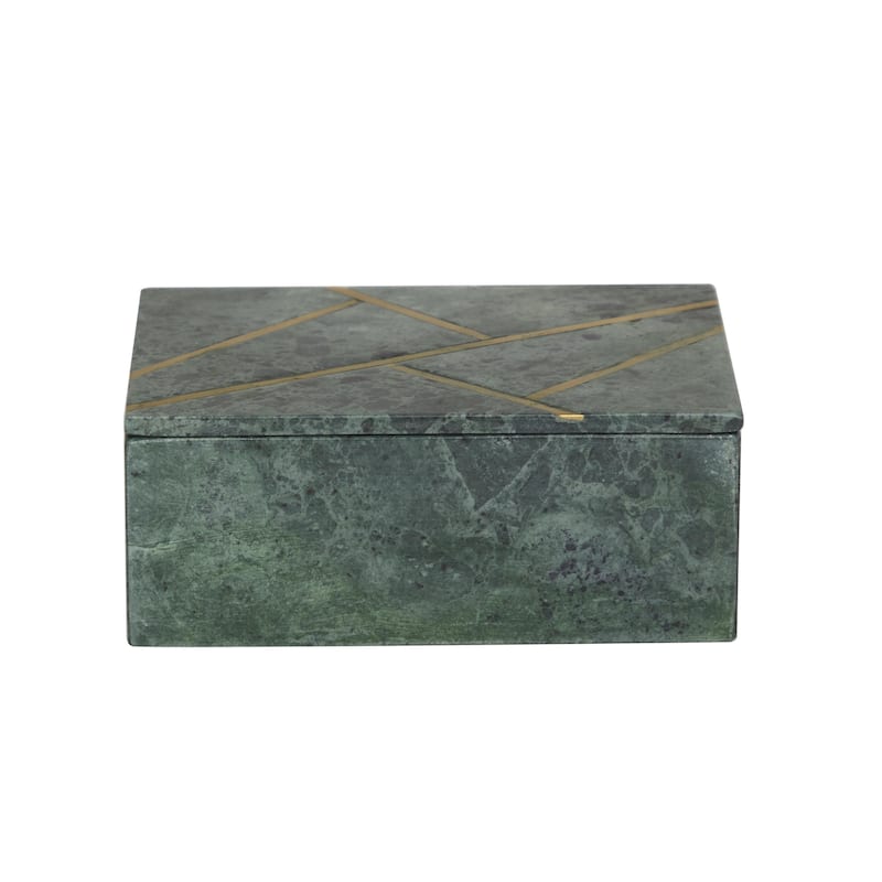 Marble Box with Gold Linear Lines - Set of 3 White or Green - Roche River Decor