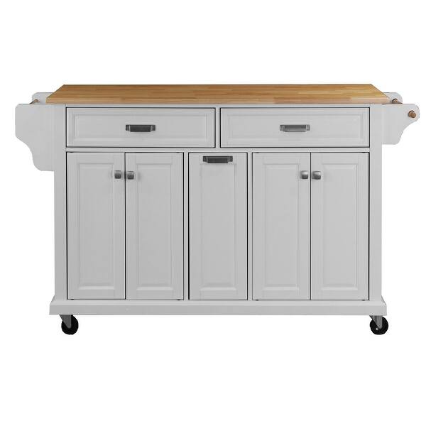 Cambridge Natural Wood Top Kitchen Island with Storage Bed Bath