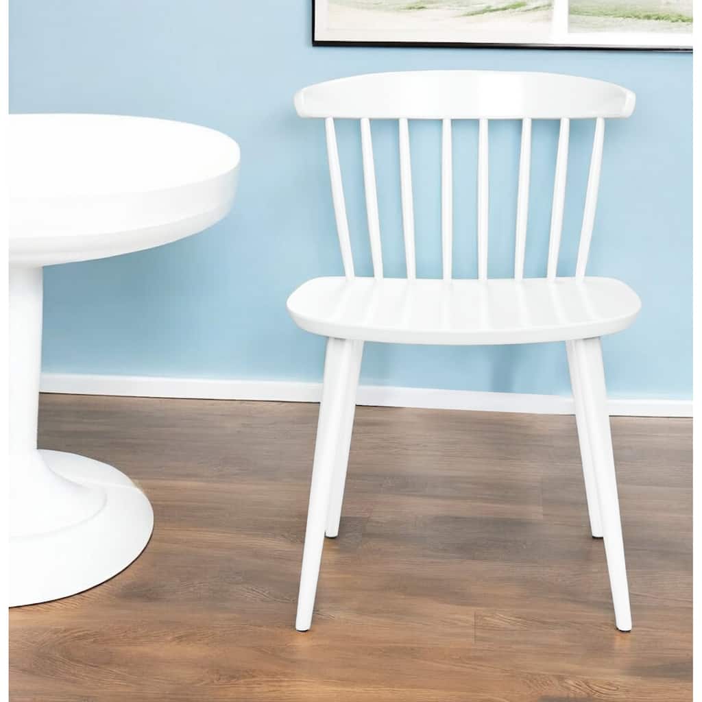 30" Tall Modern White Armless Dining Chair Slat Back Plastic Side Chair for Kitchen or Living Room - 17"L x 19"W x 30"H