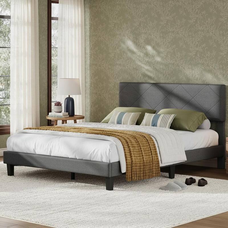 Bed Frame with Upholstered Headboard