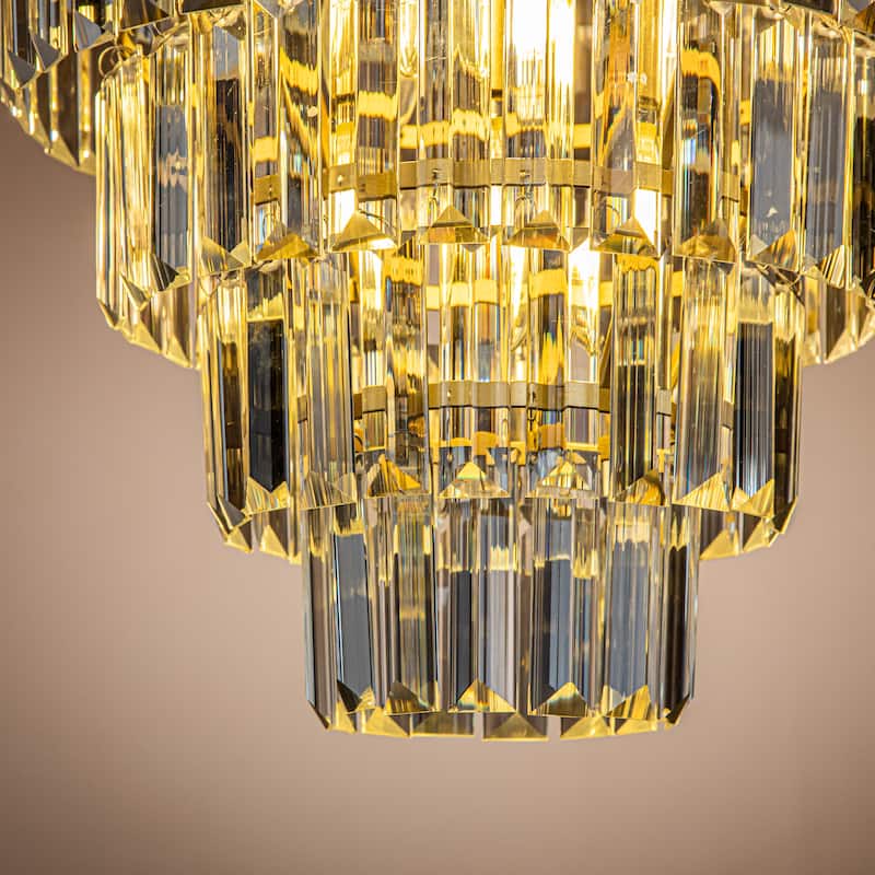 4-Light 16" Cone Shape 5-Tier Crystal Flush Mount Ceiling Light - W 15.9"
