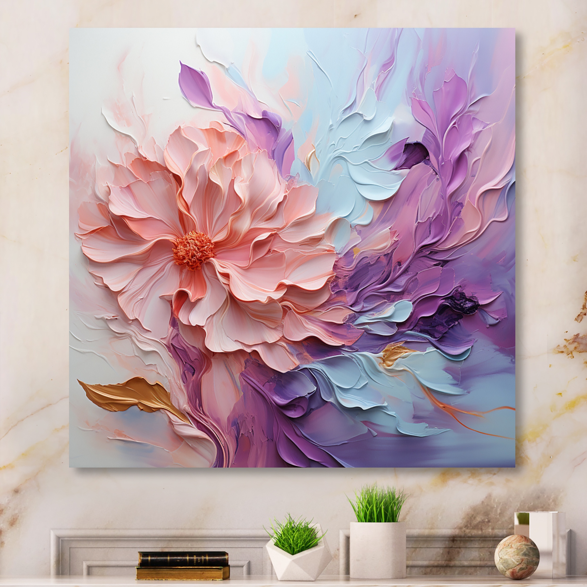 Pink and shop grey wall art