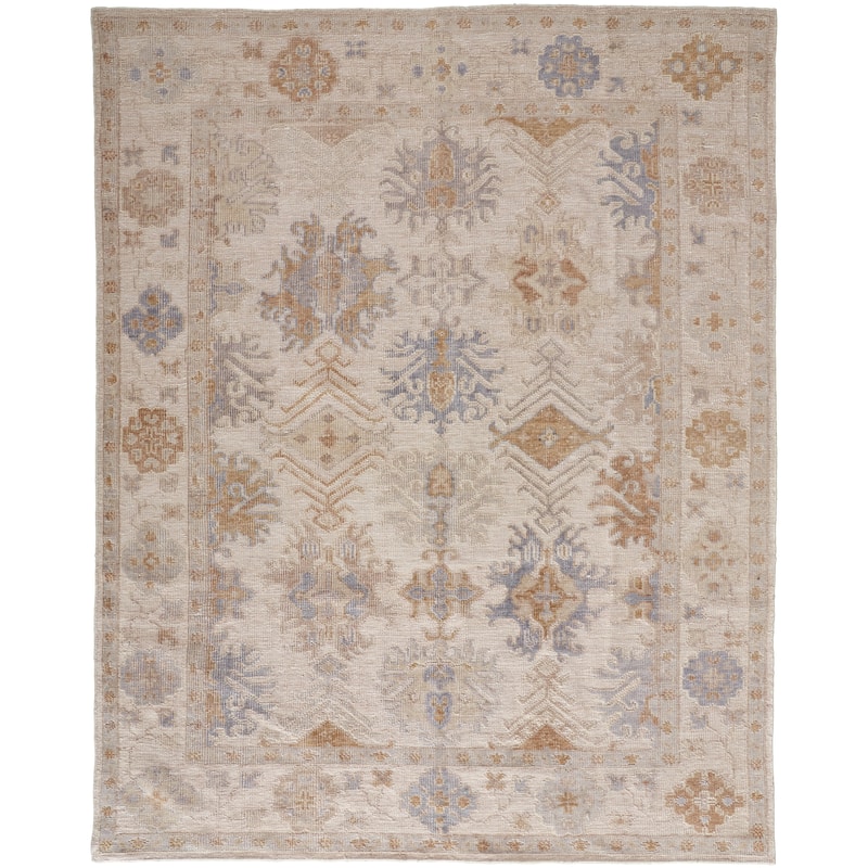 Tierney Eco Friendly PET Oushak Rug, Ivory/Tan/Stone Blue, Area Rug - 8' x 10' - Stone Blue/Ivory Cream/Biscuit