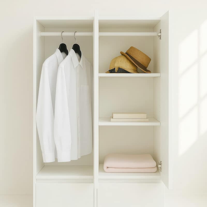 Elise Slim Modular Wood Closet Cabinet with Mirror in White - 15.7"D x 17.72"W x 70.9"H