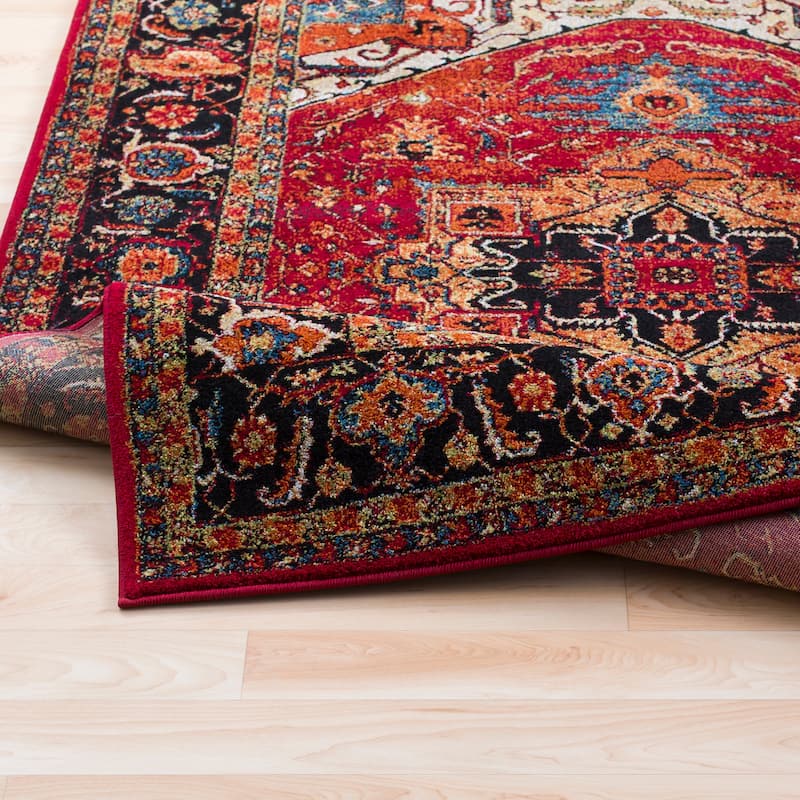 Anna Red & Black Updated Traditional Area Rug - 2' x 3'