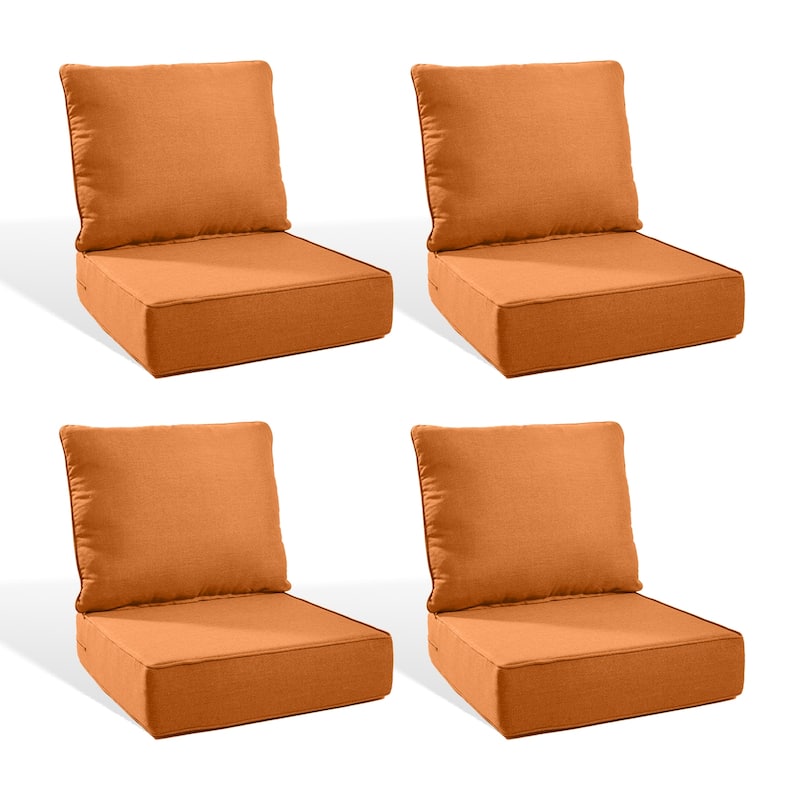 Pocassy 22"x24"x6" Inch Thick Cushions Indoor Outdoor Pillows Cushion - Orange Cushion - 4 Set Seat & Back Cushion