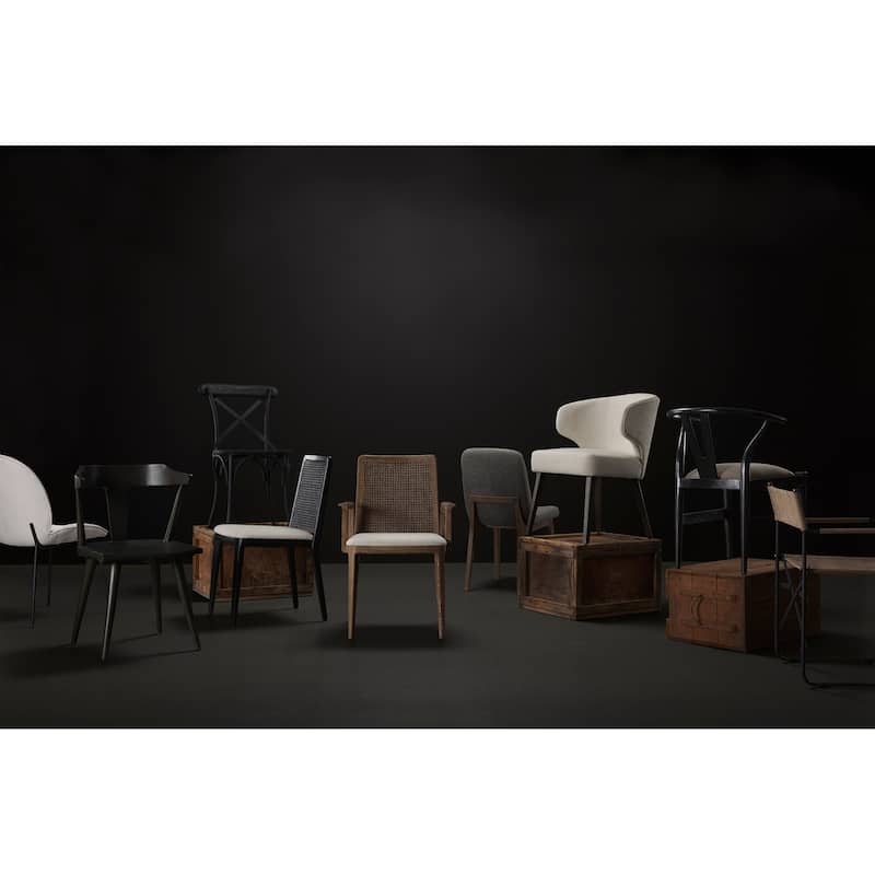 Trixie Beige Fabric Seat With Black Solid Wood Frame Dining Chair - 20"W x 22.5"D x 31"H