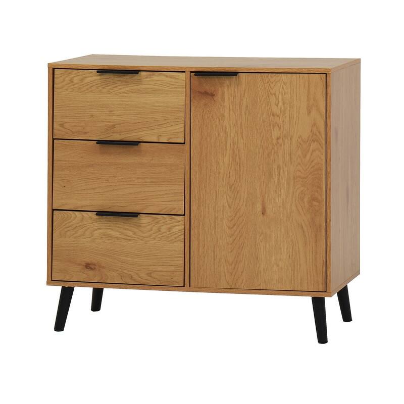 Storage Cabinet with 3 Drawers and Adjustable Shelf - Natural 