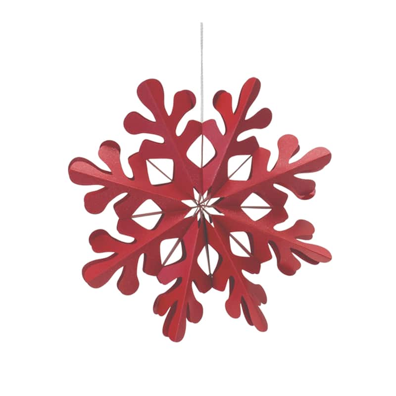 Set of 6 Red Paper Cut Out Snowflake Christmas Ornaments 15.75"