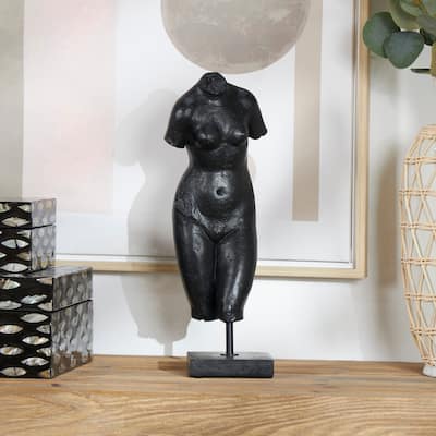Black Polystone Woman Decorative Sculpture