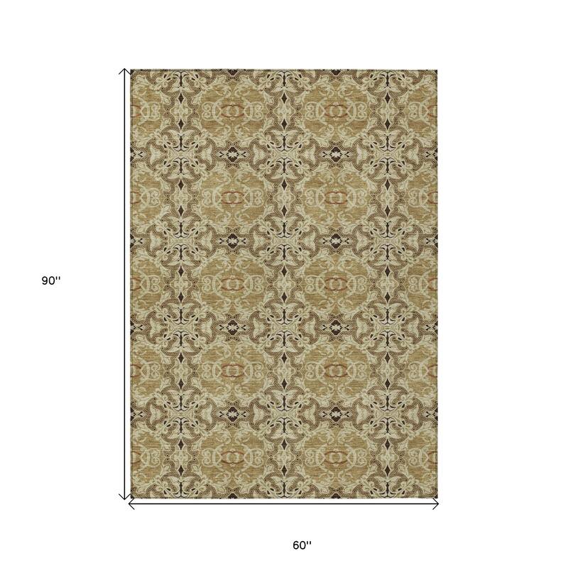 HomeRoots Medallion Transitional Rectangle Outdoor Rug