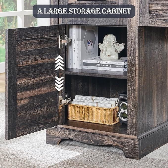 60" Farmhouse L Shaped Executive Desk, Wood Corner Desk, Computer Desk