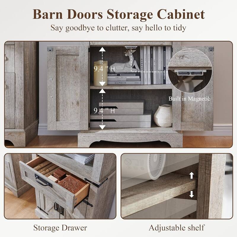72" Tall Farmhouse Bookshelf, Bookcase, Office Wood Bookshelf