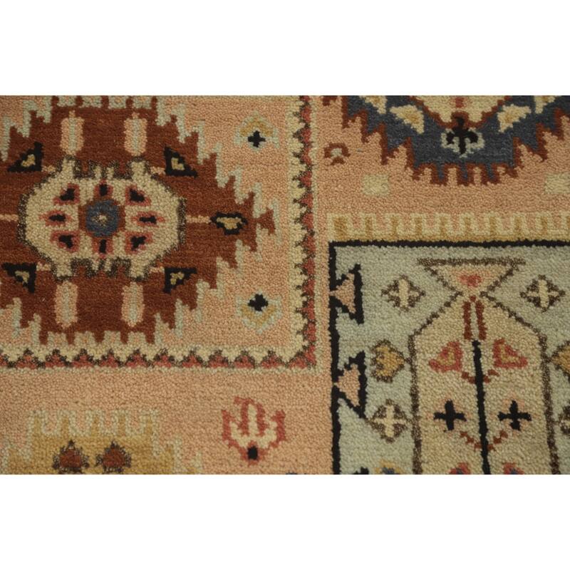 Hand-knotted Traditional Wool Peach Geometric Oriental Area Rug - 5' 10'' X 4' 0''