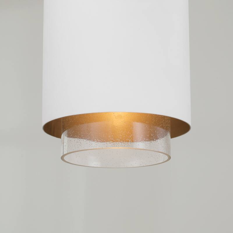 11.50"W x 19.50"H 1-Light Cylindrical Metal Pendant with Seeded Glass - 11.5"W x 19.5"H