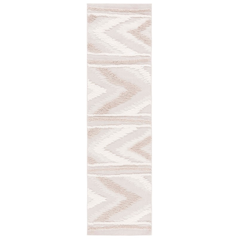 SAFAVIEH Trends Emelie Boho Chevron Rug - 2'2" x 8' Runner - Beige/Ivory