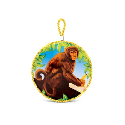 CoTa Global - Brown and Blue Monkey Ceramic Pot Holder - 7 Inches