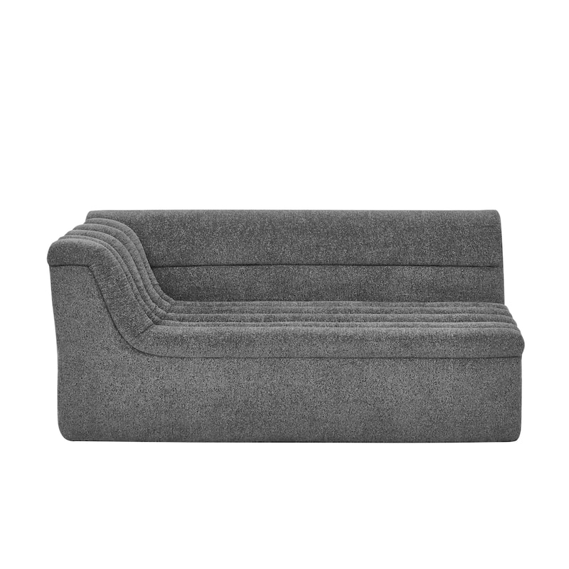 Modular Sectional Sofa with L-Shape Chaise Lounge, Chenille Upholstered Boneless Couch, Corner Sofa with Wave-Shaped Armrest
