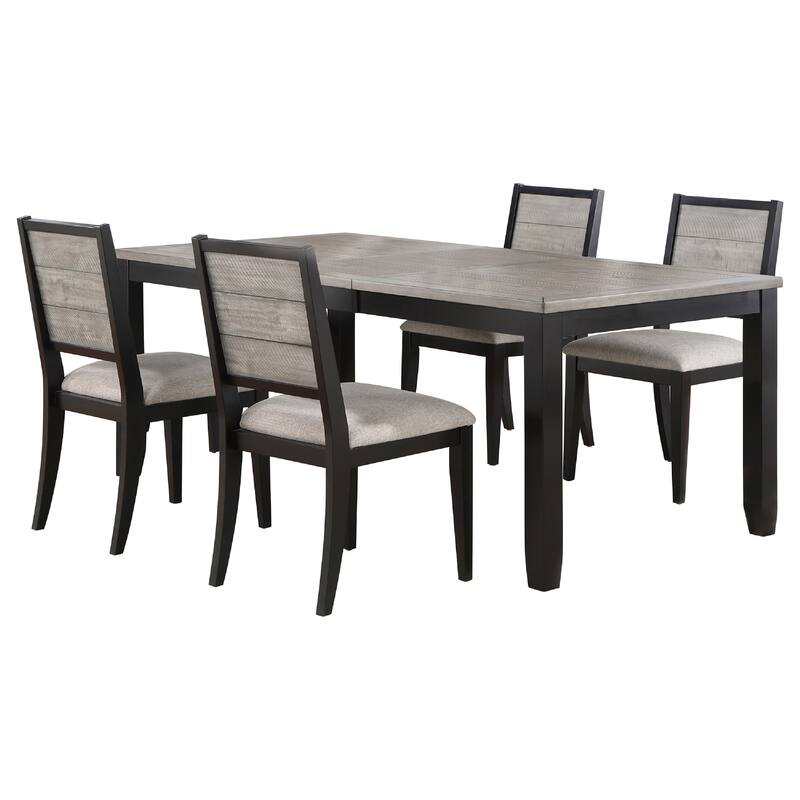 Elina 5pc Extendable Dining Table with 4 Chairs, Farmhouse Gra,y Black