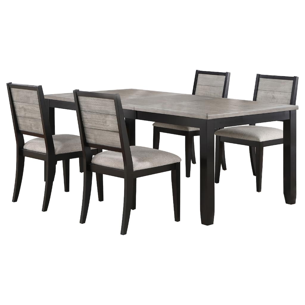 Elina 5pc Extendable Dining Table with 4 Chairs, Farmhouse Gra,y Black
