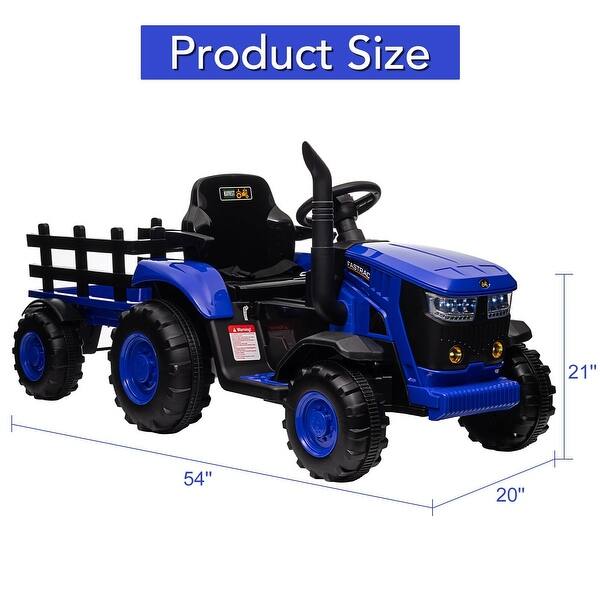 dimension image slide 1 of 3, Kids Ride on Tractor with Detachable Trailer and Remote Control