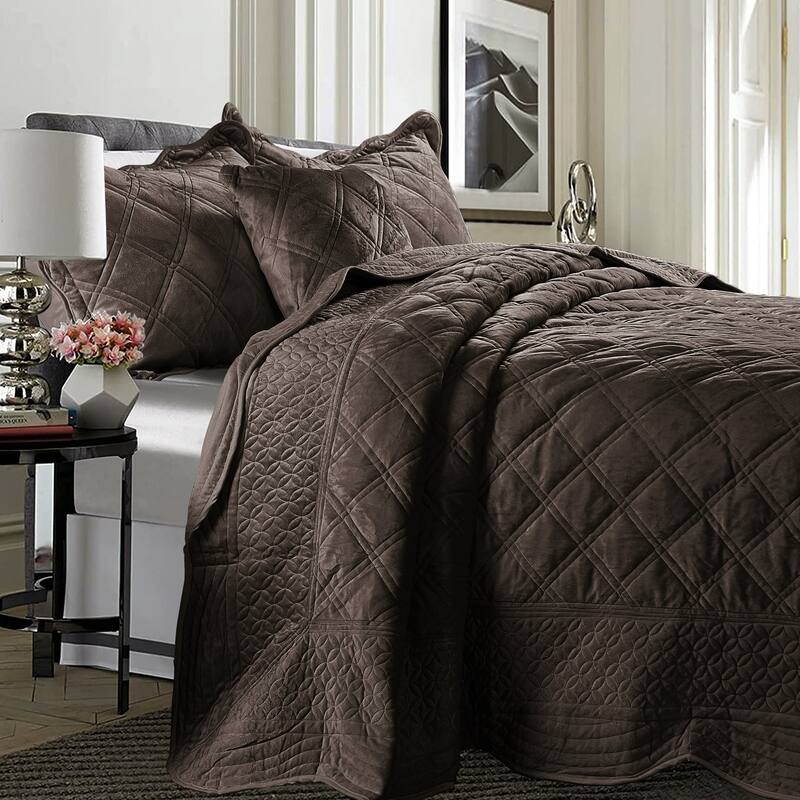 Serenta Supersoft Microplush Quilted 4 Pieces Bedspread Coverlet Set