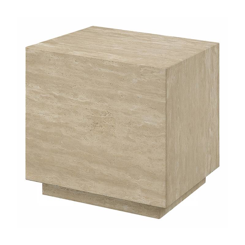 Square End Table with Marble Top in Natrual - Natrual - Wood