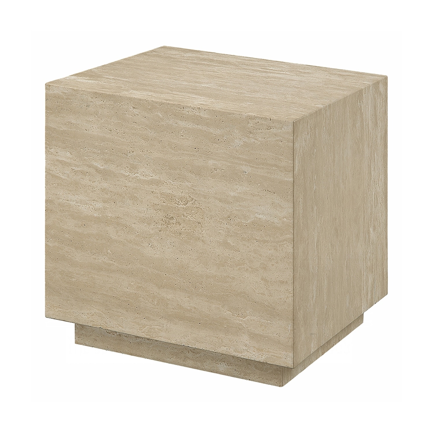 Square End Table with Marble Top in Natrual