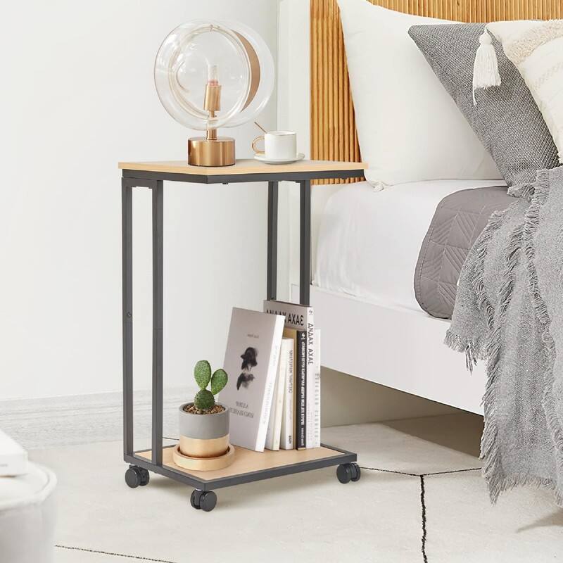 C-Shaped End Table for Couch - 15.3"D x 11.4"W x 25.1"H