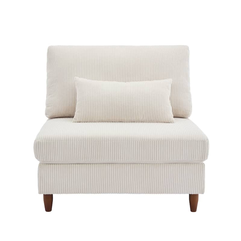 Corduroy Accent Chair with Ottoman Modular Couch Sectional Sofa