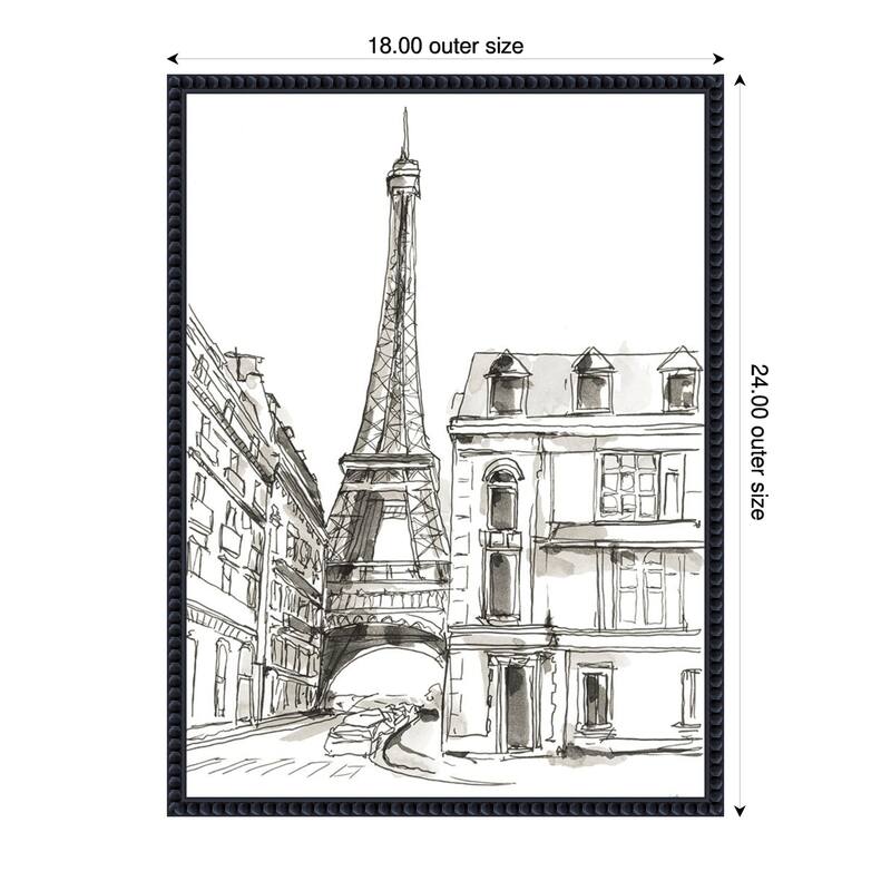 Pen and Ink Travel Studies No. 1 by Ethan Harper Framed Canvas Wall Art Print - Black - 18 x 24 in