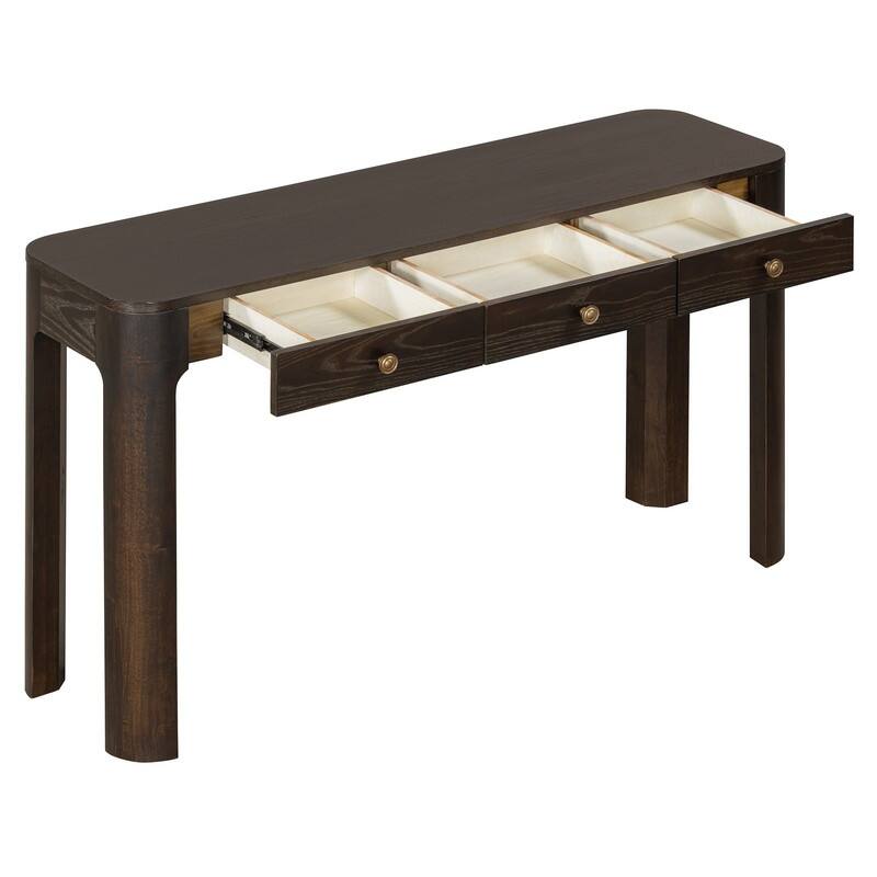 Rustic 52" Console Table with Drawers and Curved Legs for Entryway or Living Room Decor