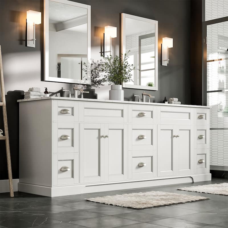 Epic 84" Double Sink Bath Vanity with Carrara Quartz Top & Undermount Sinks