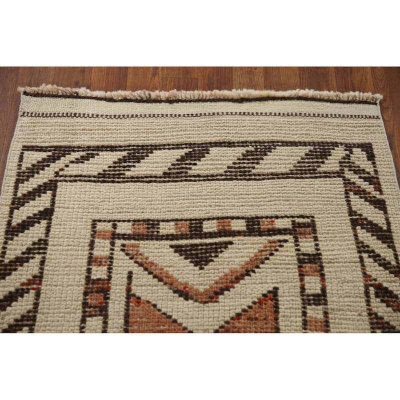 Beige Anatolian Runner Rug Handmade Wool Carpet - 2'9"x 11'2"