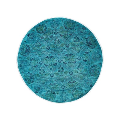 Vibrance One-of-a-Kind Hand-Knotted Area Rug - Blue, 6' 1" x 6' 1" - 6' 1" x 6' 1"