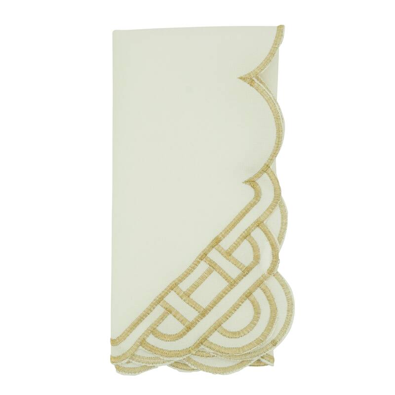 Braid Embroidered Design Table Napkins (Set of 4) - Gold - Set of 4