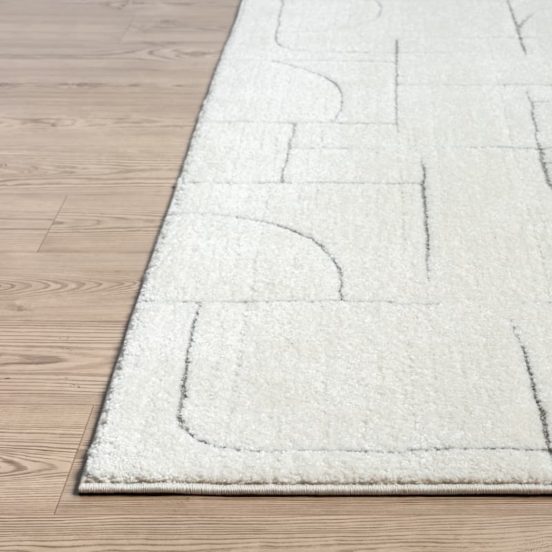 Abani Cozy COZ120A Modern Cream Grey Lines Area Rug