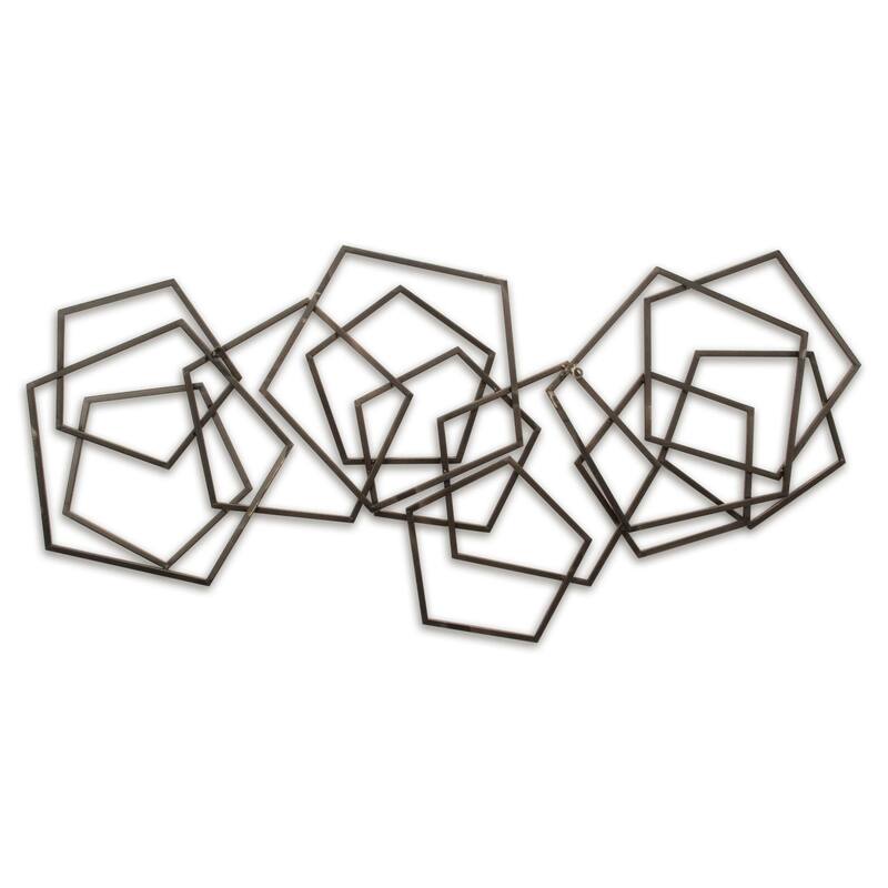HomeRoots 24" X 48" Bronze Geometric Metal Abstract Hanging Dimensional Sculpture