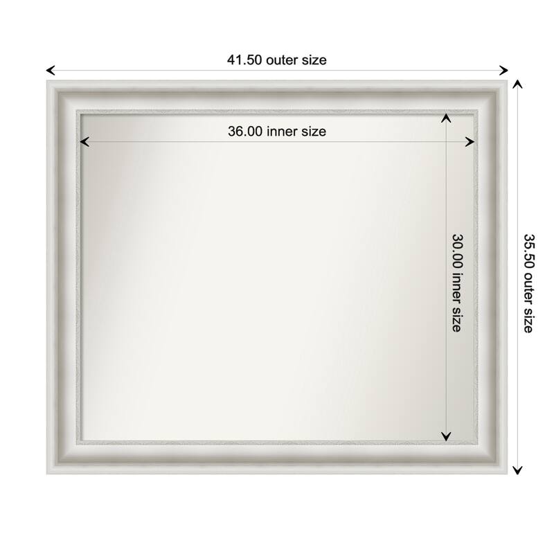 Parlor White Framed Non-Beveled Custom Wall Mirror, Bathroom Vanity Mirror - Outer Size: 41.5 x 35.5