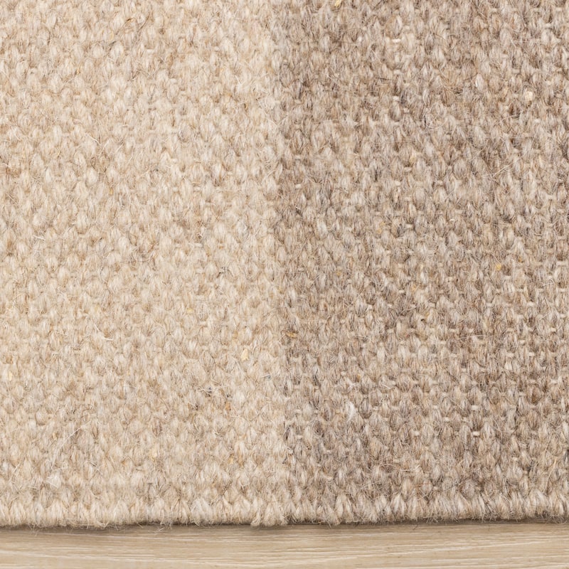Taupe Beige White Stacked Squares Handmade Wool Rug