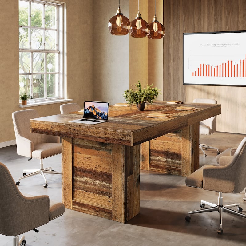 63" Large Executive Computer Desk, Home Office Writing Table, Conference Table Business Workstation for Working, Meeting