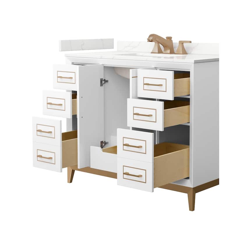 Wyndham Collection WCH515142S-QTZ-US3MXX Marlena 42" Free Standing