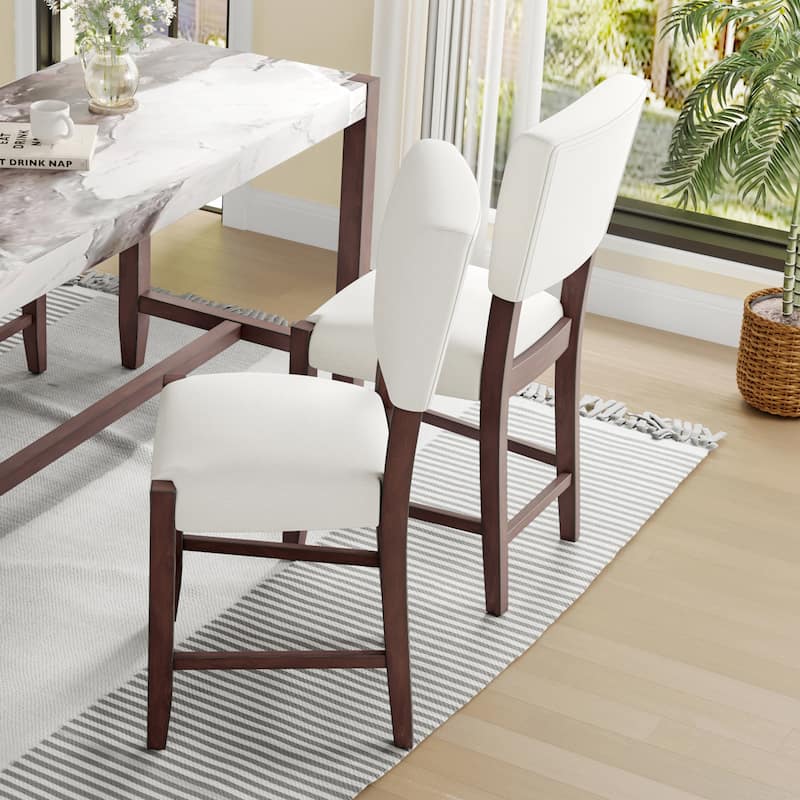 Modern Bar Stools Set of 4, 40.4" Armless Counter Stools with Back, Linen Upholstered Barstools with Solid Wood Legs