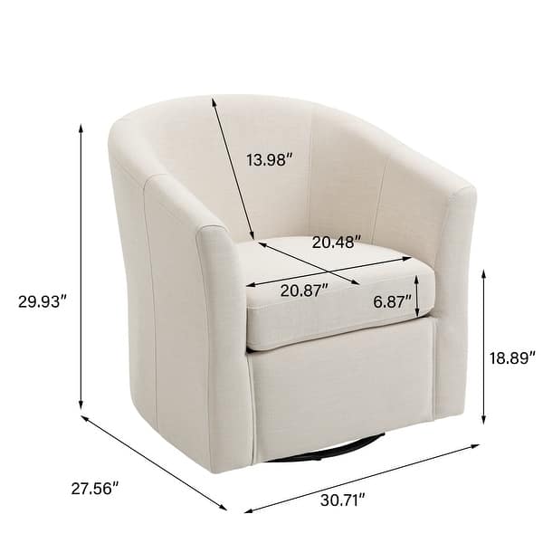 dimension image slide 3 of 11, Modern Upholstered Swivel Barrel Chair Living Room Accent Chair