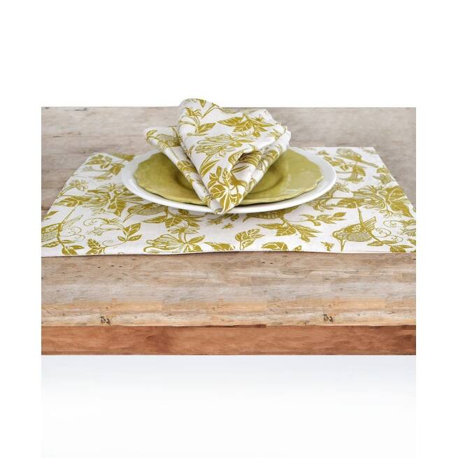 French Home Set of 4 Honeysuckle Placemats - Chartreuse